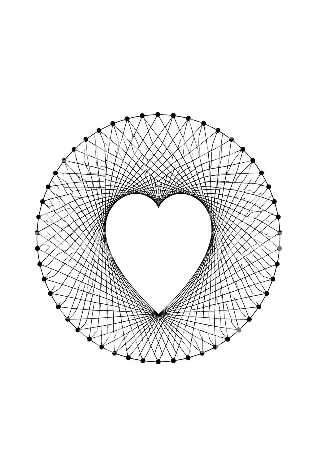 Geometrisches String-Art-Herz-Tattoo-Design