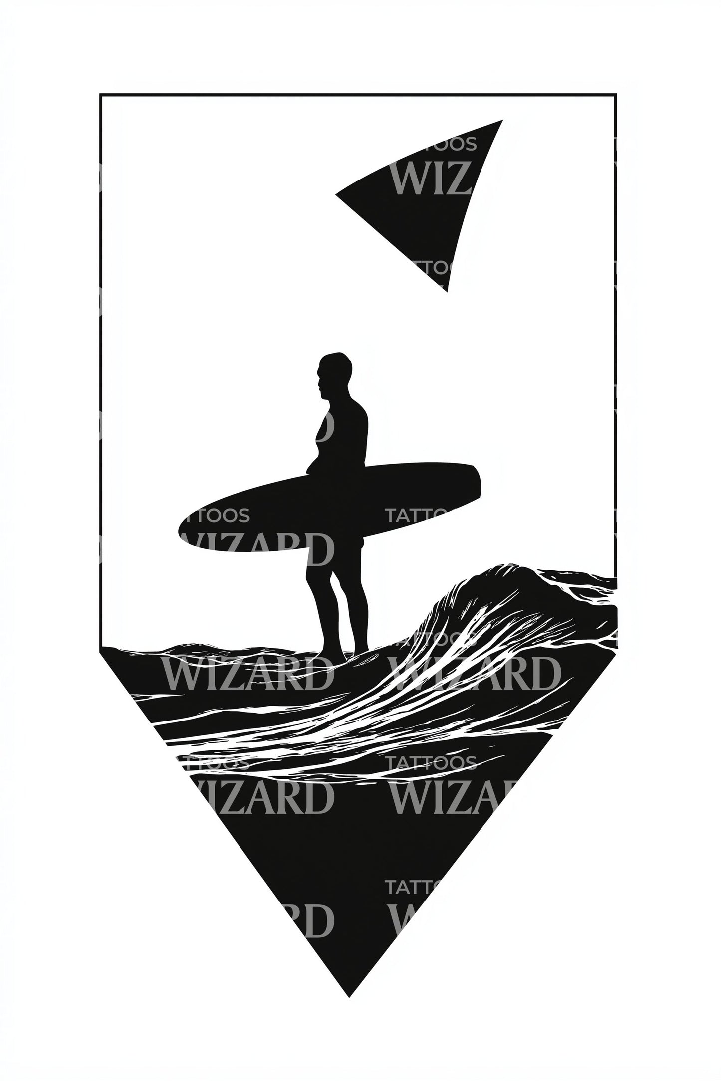 Geometric Surfer Crest Tattoo Design