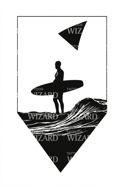 Geometric Surfer Crest Tattoo Design