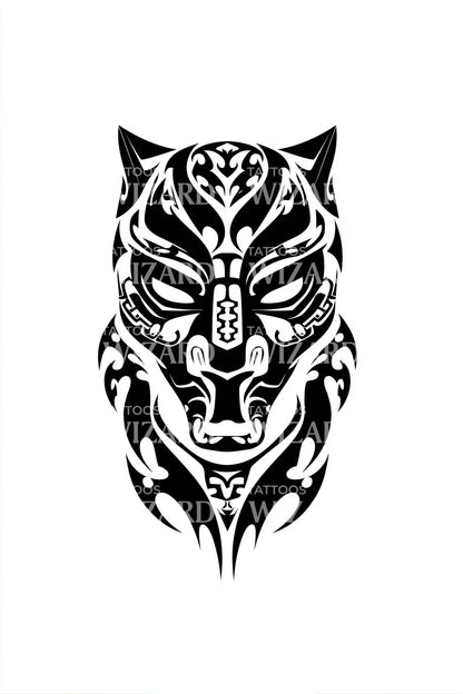 Diseño de tatuaje tótem de tigre geométrico