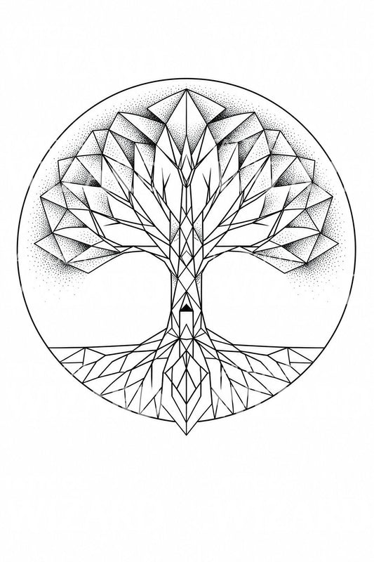 Geometric Tree of Life Tattoo Design