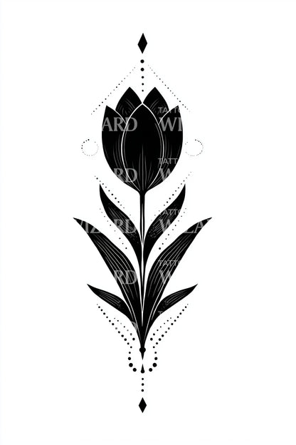Geometric Tulip Symbol Tattoo Design