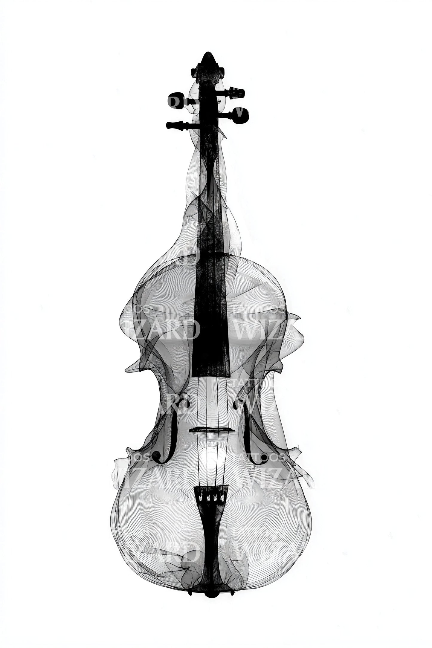 Diseño de tatuaje plano geométrico de violín