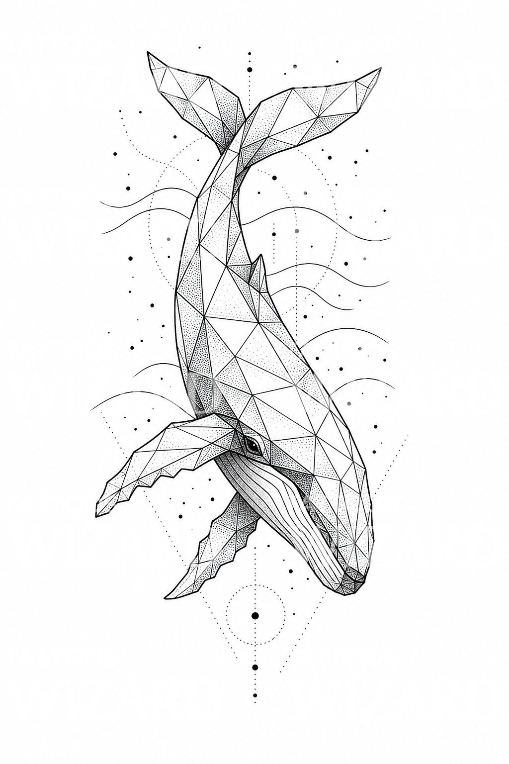 Geometric Whale Tattoo Design