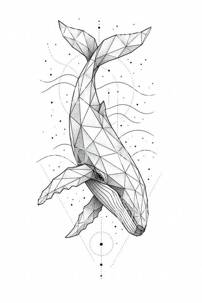 Geometric Whale Tattoo Design