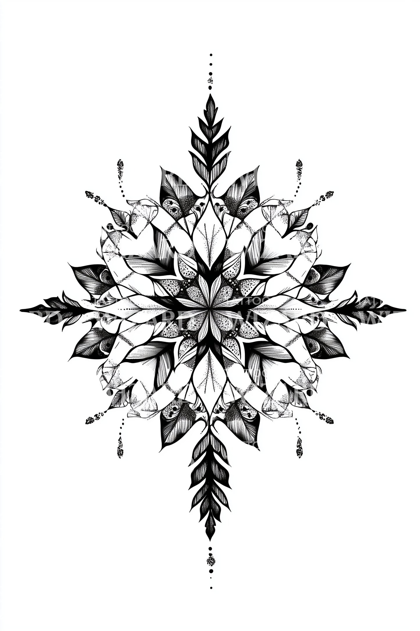 Geometric Winter Snowflake Tattoo Design