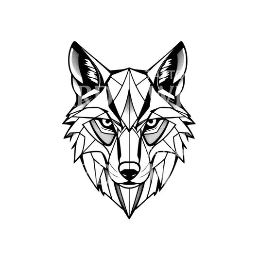 Geometric Wolf Head Tattoo Illustration