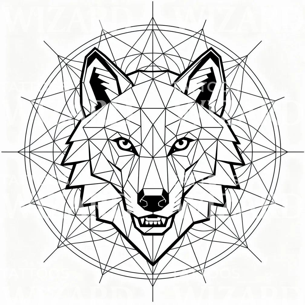 Geometric Wolf Mandala Tattoo Design