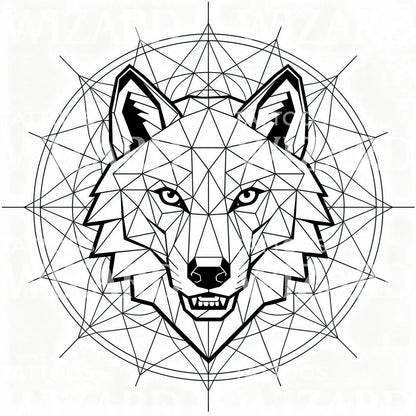 Geometric Wolf Mandala Tattoo Design