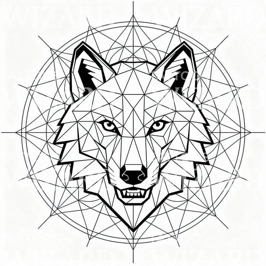 Geometric Wolf Mandala Tattoo Design