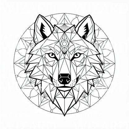 Geometrisk Ulv Mandala Tattoo Design