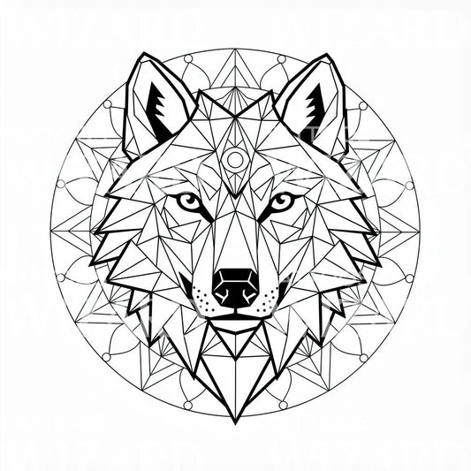 Geometric Wolf Mandala Tattoo Design