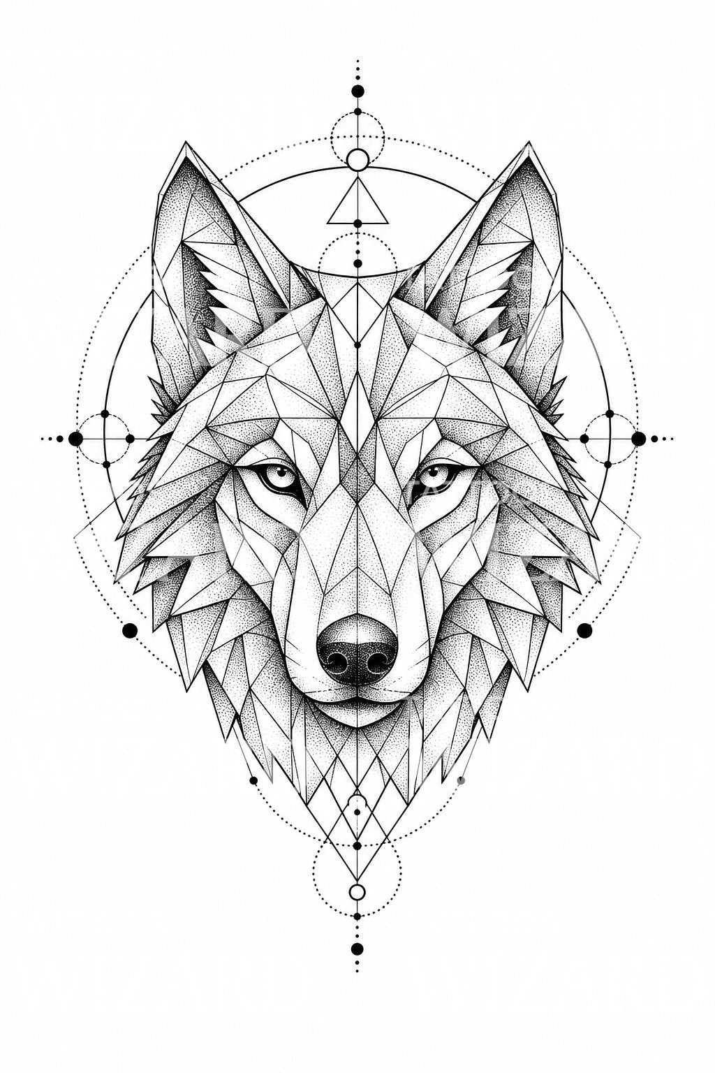 Geometric Wolf Sacred Geometry Tattoo Design