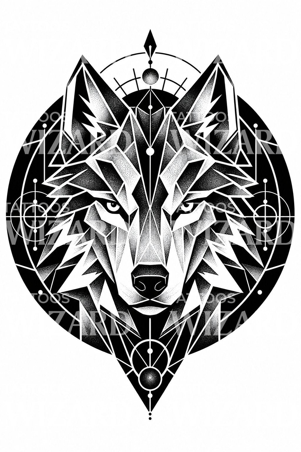 Geometric Wolf Tattoo Design