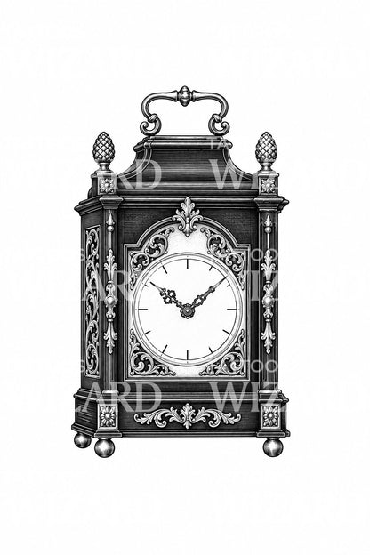 Georgian Bracket Clock Tattoo Design