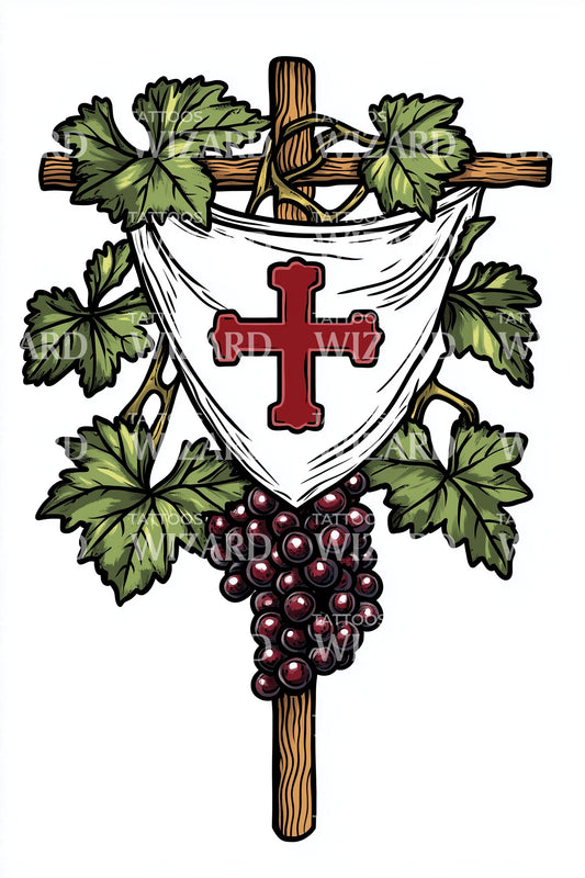 Ilustração de Tatuagem de Cruz do Vinho Georgiano