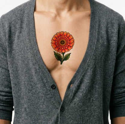Bold Gerbera Daisy Tattoo Design