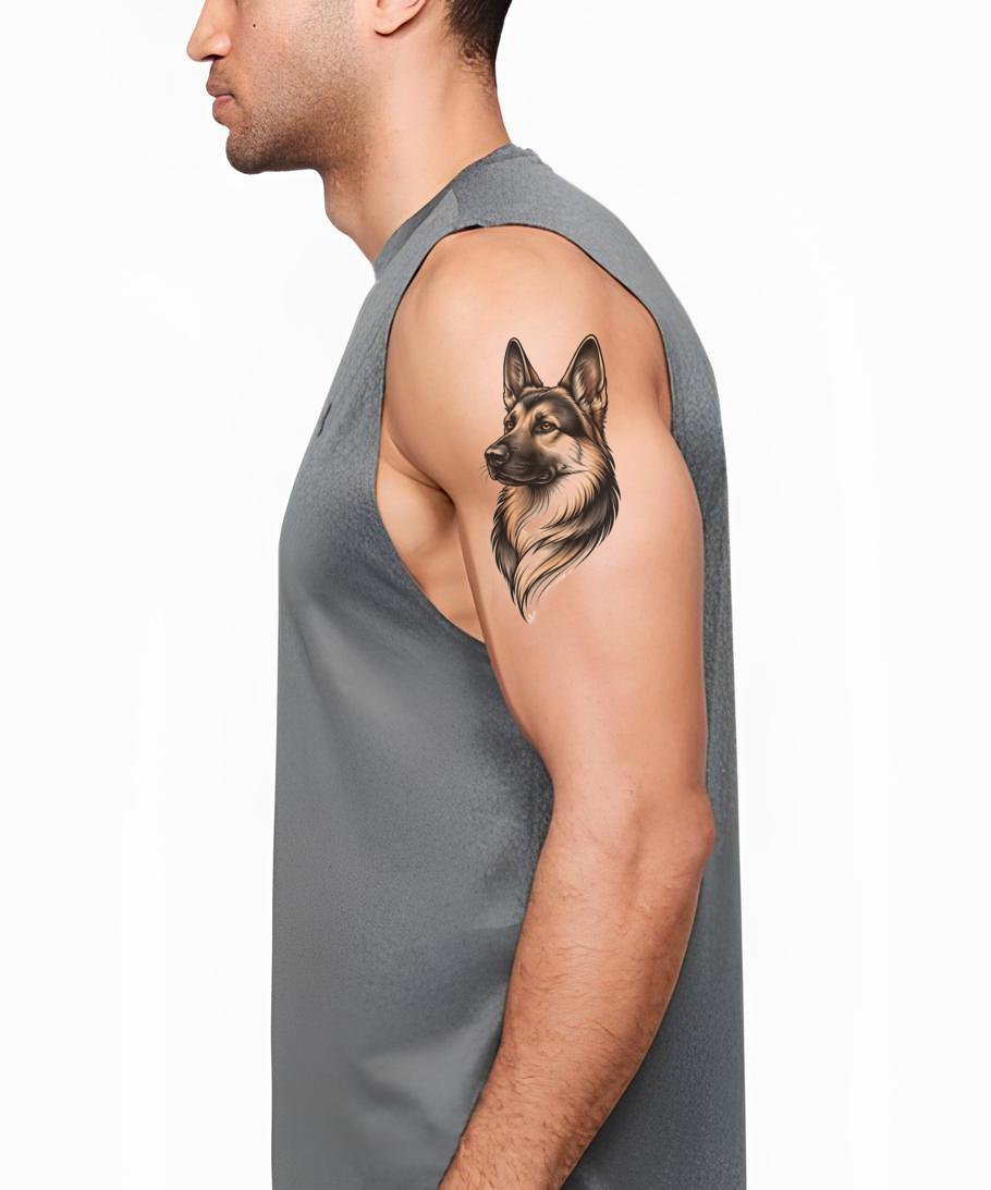 German Shepherd Portrait Tattoo Design