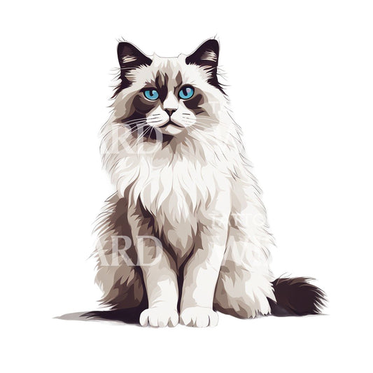 Ragdoll Cat with sitting Tattoo Design