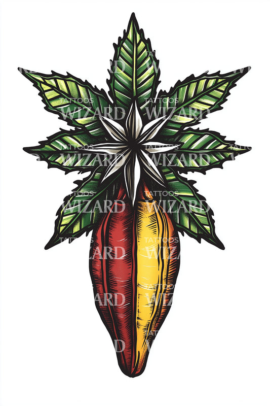 Ghana Cacaoblad Tatoeage Ontwerp