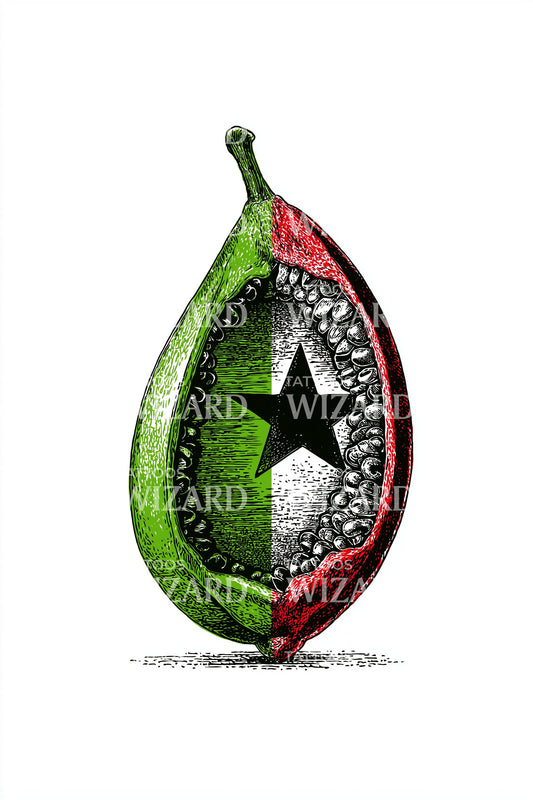 Design de tatouage de cabosse de cacao du Ghana