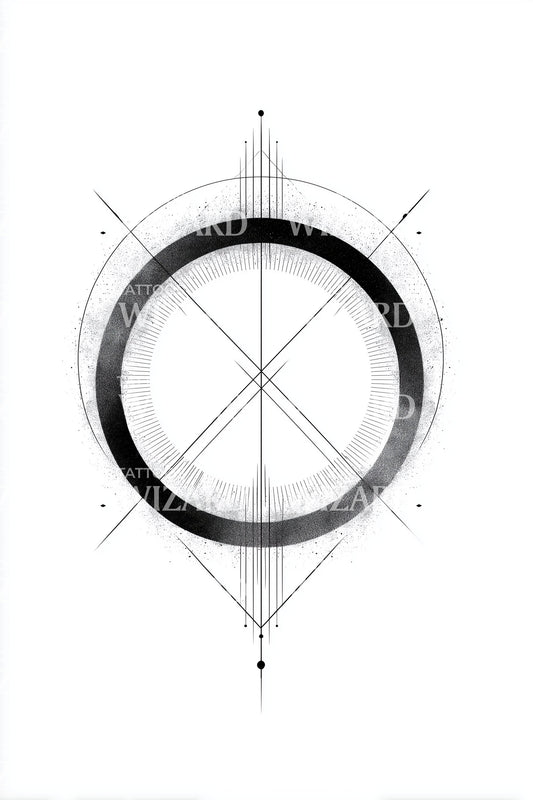 Diseño de tatuaje de anillo de eclipse fantasma