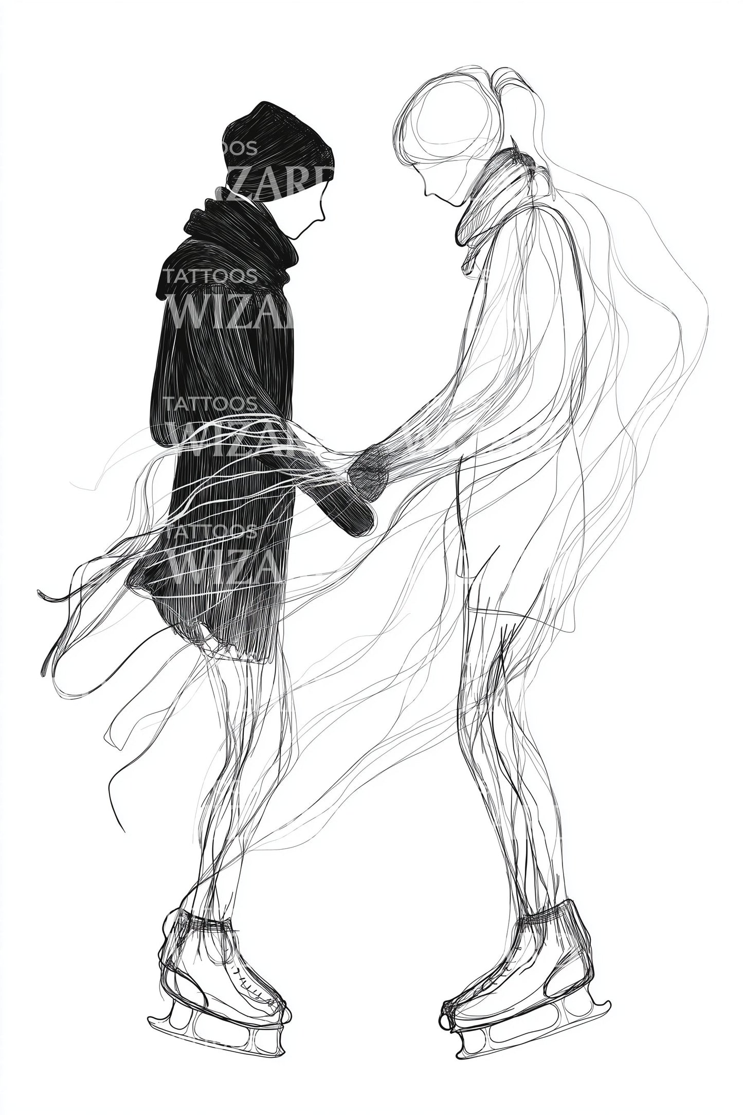 Ghostly Winter Couple Tattoo Idea