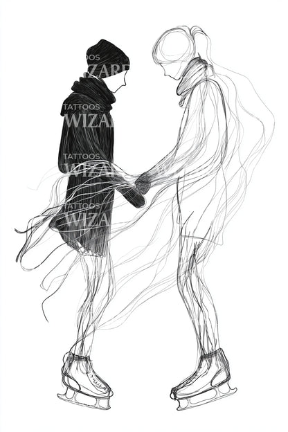 Ghostly Winter Couple Tattoo Idea