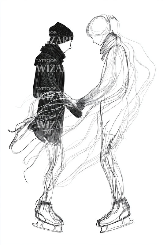 Ghostly Winter Couple Tattoo Idea