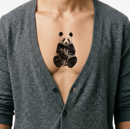 Giant Panda Black and Grey Tattoo Design