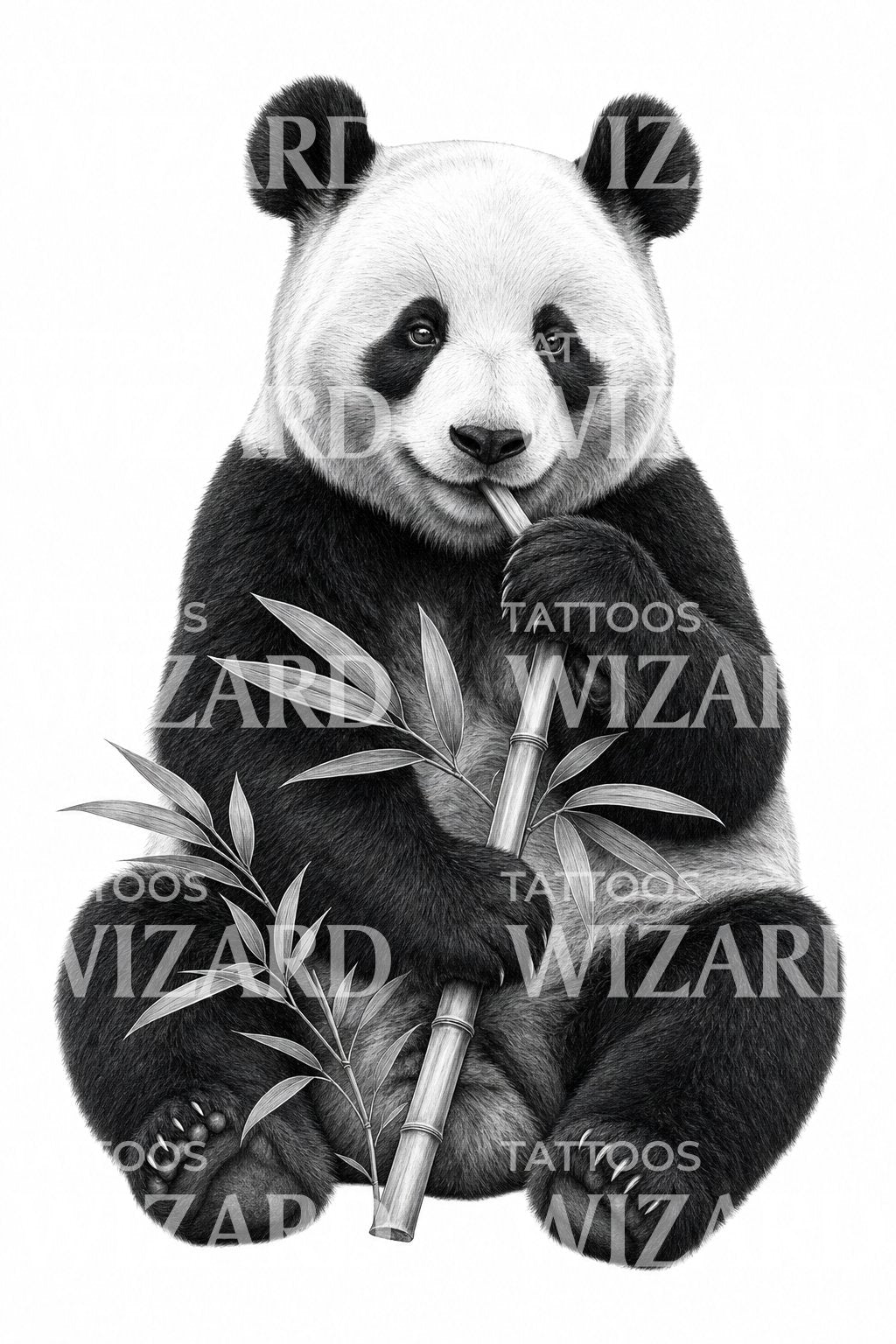 Giant Panda Black and Grey Tattoo Design
