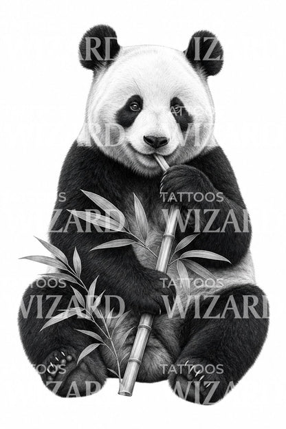 Giant Panda Black and Grey Tattoo Design