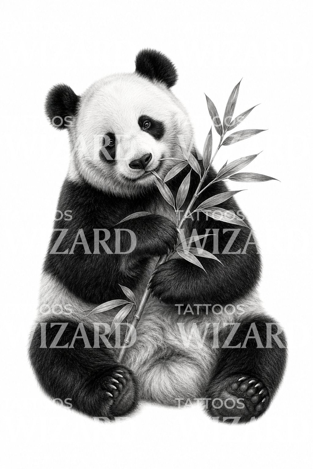 Giant Panda with Bamboo Tattoo Illustration