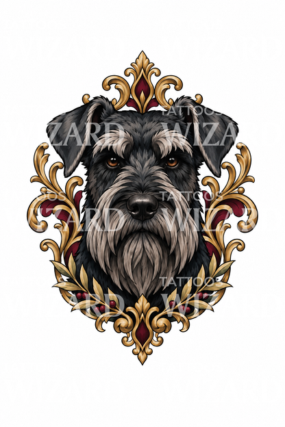Tattoo-ontwerp reuzenschnauzer in filigraanframe