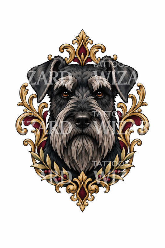 Tattoo-ontwerp reuzenschnauzer in filigraanframe