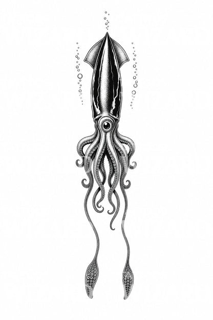 Giant Squid Deep Descent Tattoo Design
