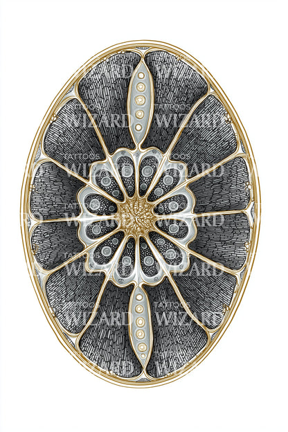 Gilded Oval Medallion Tattoo Design