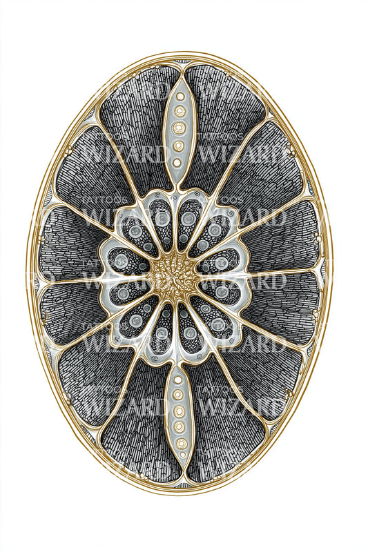 Gilded Oval Medallion Tattoo Design
