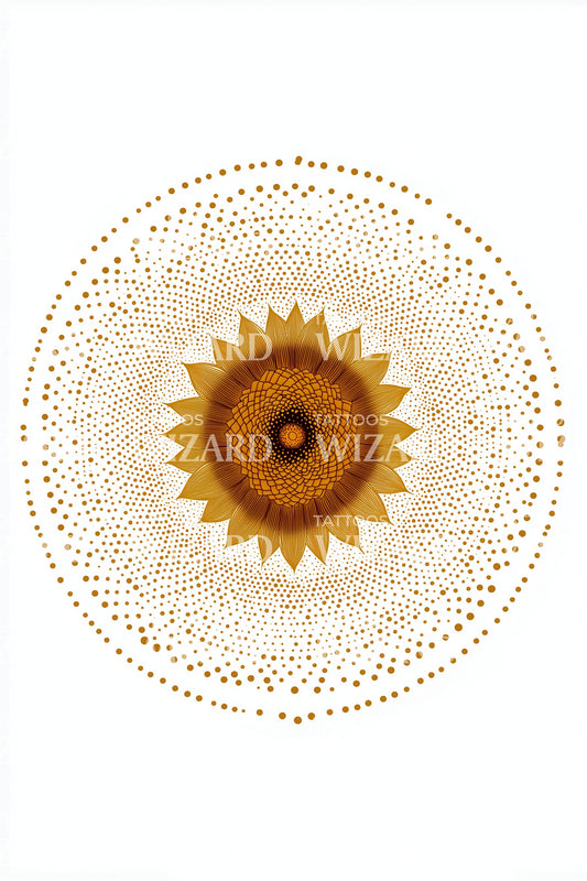 Gilded Sun Mandala Tattoo Design