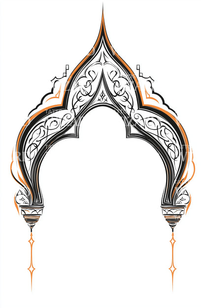 Gilded Temple Arch Tattoo Design