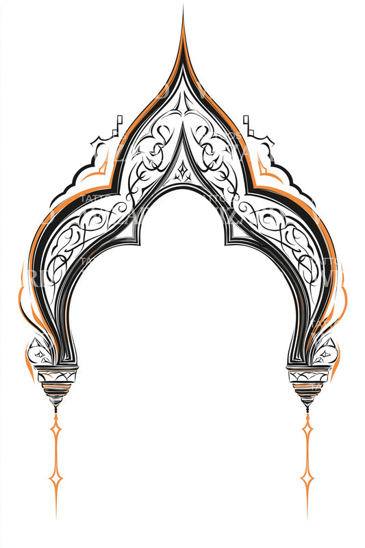 Gilded Temple Arch Tattoo Design