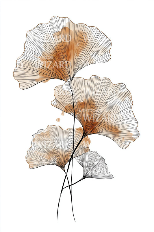 Ginkgo Leaves Watercolor Tattoo Design