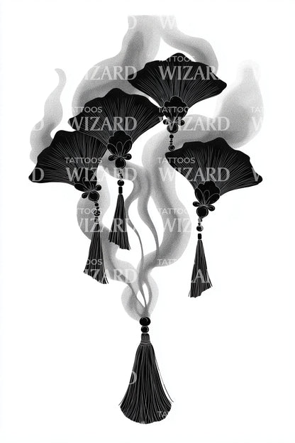 Ginkgo Tassel Charm Tattoo Design