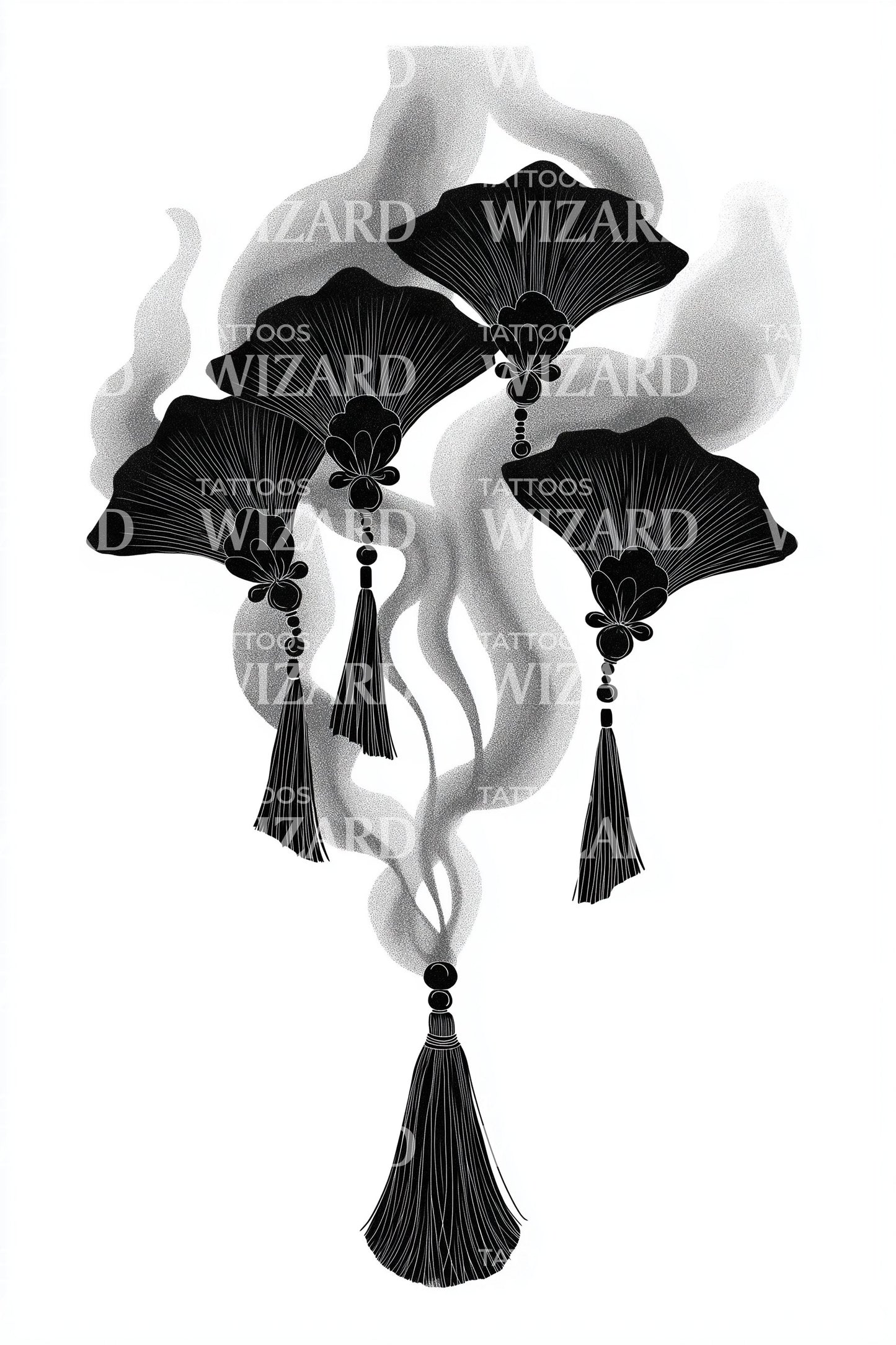 Ginkgo Tassel Charm Tattoo Design