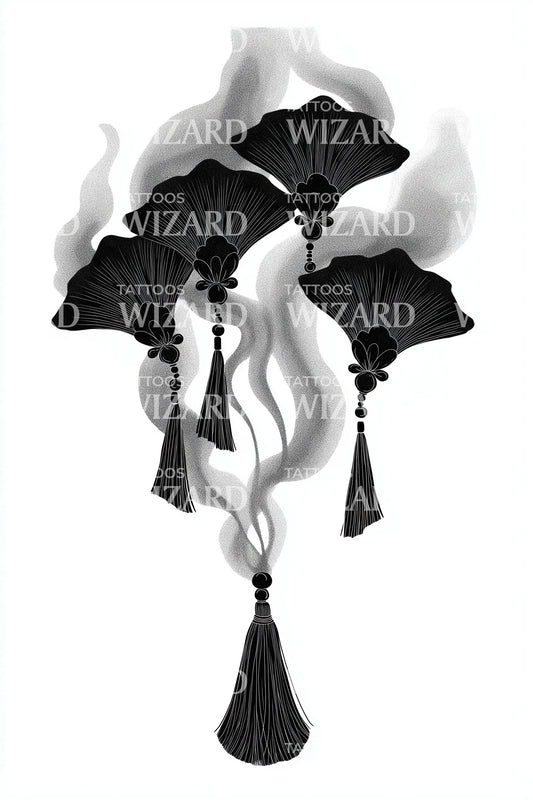 Ginkgo Tassel Charm Tattoo Design