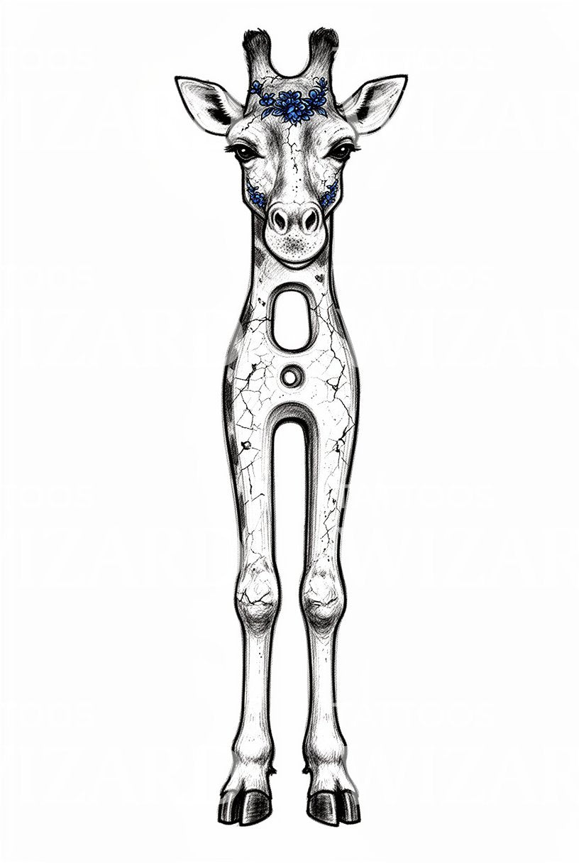 Florales Giraffen-Tattoo-Design