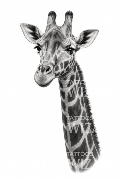 Giraffenporträt Tattoo Design