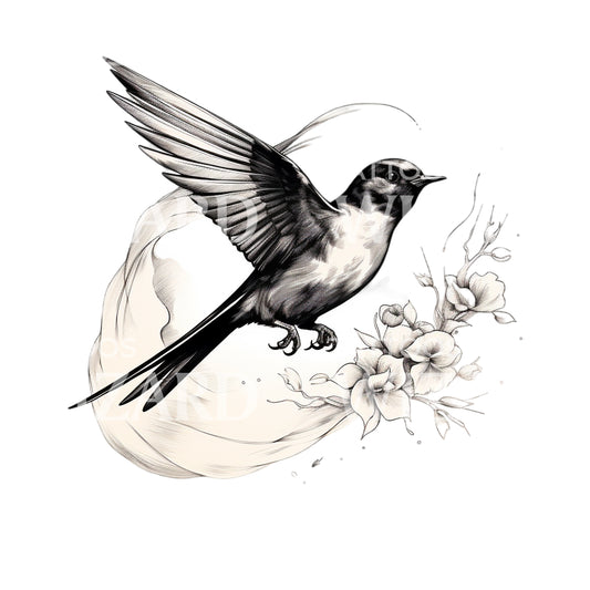 Flying Swallow Tattoo Design