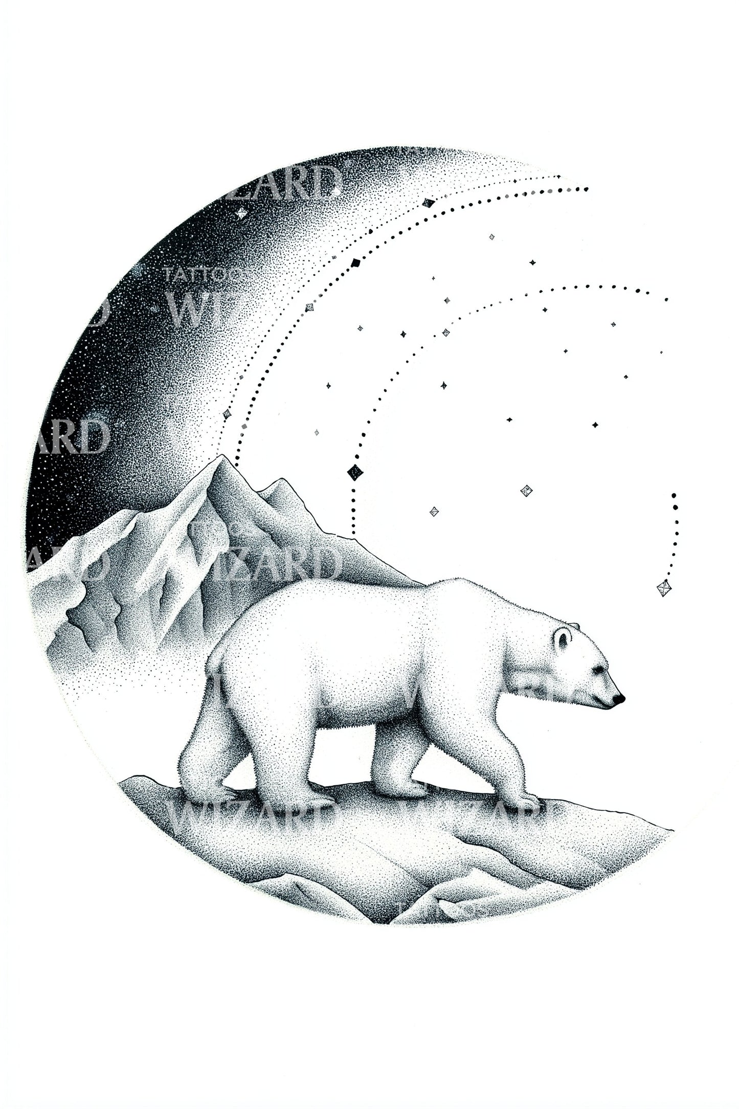 Glacier Wanderer Polar Bear Tattoo Design