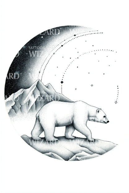 Glacier Wanderer Polar Bear Tattoo Design
